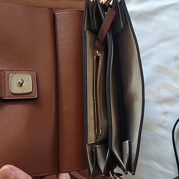 CHLOE Brown Leather and Suede Medium Faye Shoulder Bag Designer - Picture 6 of 9